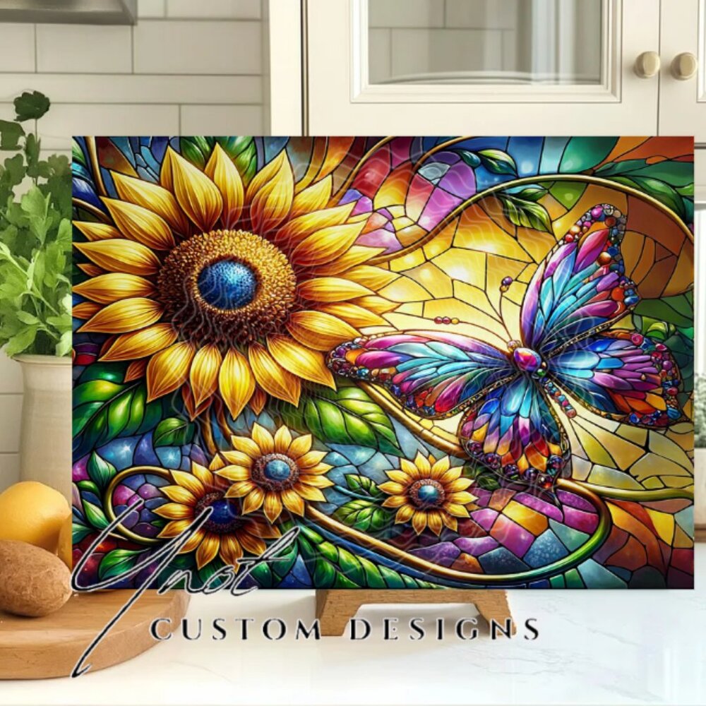 Butterfly 11 x 7.86 Glass Cutting Board